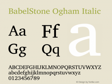 BabelStone Ogham Italic Version 2.00 June 4, 2013 Font Sample