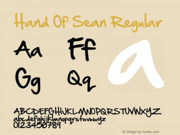 Hand Of Sean Regular Version 1.30 March 10th, 2009 Font Sample