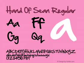 Hand Of Sean Regular Version 1.41 August 31st, 2009 Font Sample