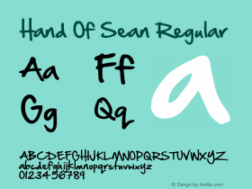 Hand Of Sean Regular Version 3.01 January 26, 2011 Font Sample
