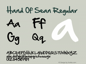 Hand Of Sean Regular Version 1.30 March 10th, 2009 Font Sample