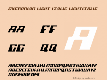 Micronian Light Italic LightItalic Version 001.000 Font Sample