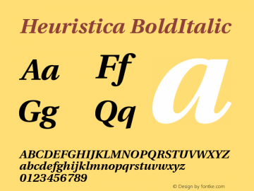 Heuristica BoldItalic Version 0.2.1 Font Sample