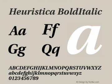 Heuristica BoldItalic Version 0.2.2 Font Sample