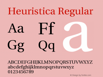 Heuristica Regular Version 0.3 Font Sample