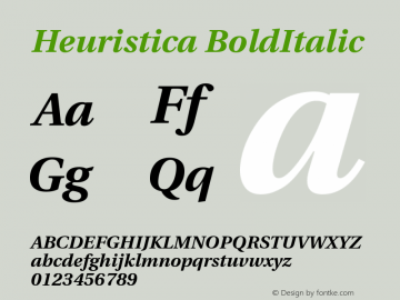 Heuristica BoldItalic Version 0.2.2 Font Sample