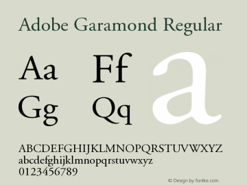 Adobe Garamond Regular Version 001.002 Font Sample
