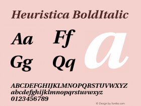 Heuristica BoldItalic Version 0.2.2 Font Sample