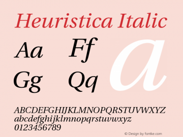 Heuristica Italic Version 0.4 Font Sample