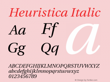 Heuristica Italic Version 1.0 Font Sample