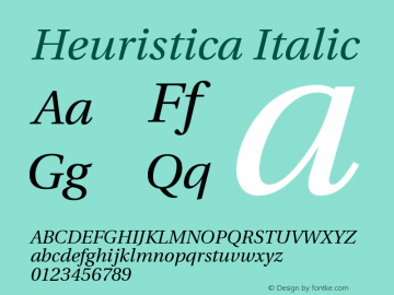 Heuristica Italic Version 1.0 Font Sample