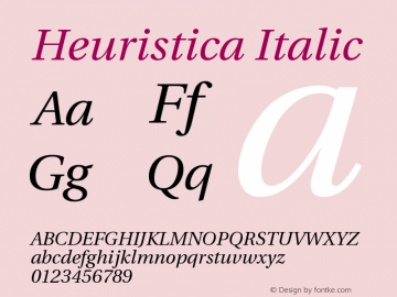 Heuristica Italic Version 1.0.1 Font Sample