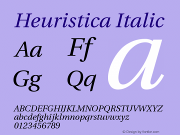 Heuristica Italic Version 1.0.1 Font Sample