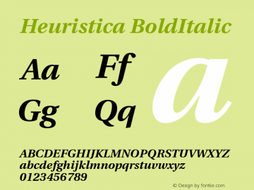 Heuristica BoldItalic Version 1.0.2 Font Sample