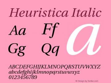 Heuristica Italic Version 1.0.2 Font Sample