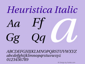 Heuristica Italic Version 1.0.1 Font Sample