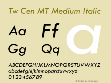 Tw Cen MT Medium Italic Version 0.92图片样张