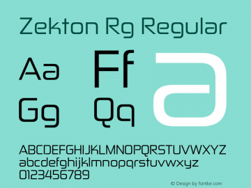 Zekton Rg Regular Version 5.000 Font Sample