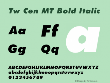 Tw Cen MT Bold Italic 001.002 Font Sample