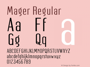 Mager Regular OTF 1.000;PS 001.000;Core 1.0.29 Font Sample