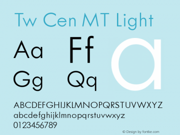 Tw Cen MT Light 001.002 Font Sample