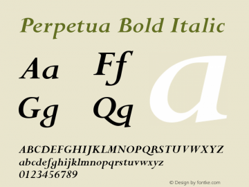 Perpetua Bold Italic Version 1.00图片样张