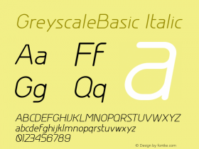 GreyscaleBasic Italic Version 001.000图片样张