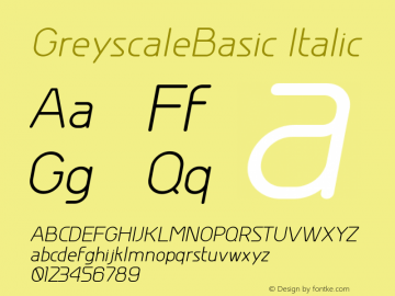 GreyscaleBasic Italic Version 001.000 Font Sample