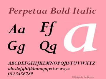 Perpetua Bold Italic Version 0.71 May 11, 97图片样张