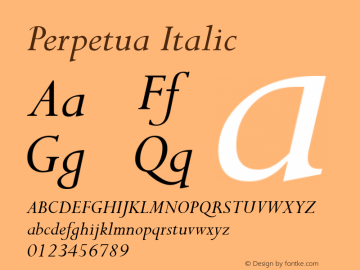 Perpetua Italic Version 0.71 May 11, 97图片样张