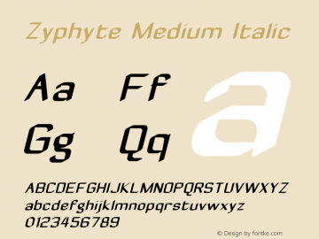Zyphyte Medium Italic 1.0 2003-10-24图片样张