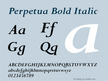 Perpetua Bold Italic Version 2.0 - September 28, 1995图片样张