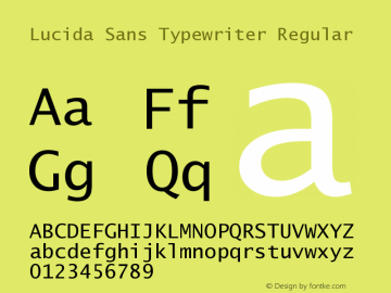 Lucida Sans Typewriter Regular September 21, 1998; 1.00 (JAVA) Font Sample