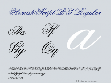 FlemishScript BT Regular Version 1.01 emb4-OT Font Sample