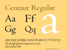 Centaur Regular Version 1.50 Font Sample