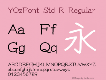 YOzFont Std R Regular Version 13.0 Font Sample