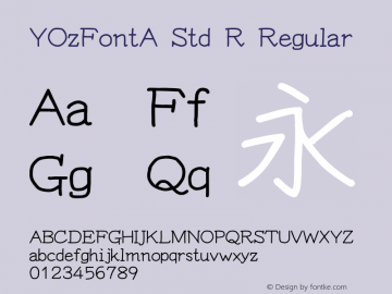 YOzFontA Std R Regular Version 13.0图片样张