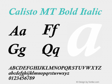 Calisto MT Bold Italic Version 1.60图片样张