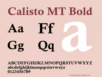 Calisto MT Bold Version 1.60 Font Sample