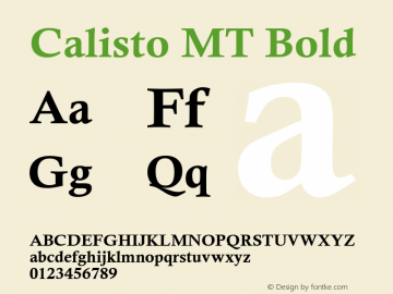 Calisto MT Bold Version 1.62 Font Sample