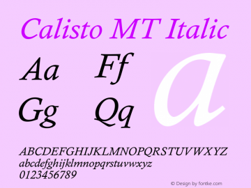 Calisto MT Italic Version 1.62图片样张