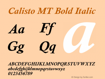 Calisto MT Bold Italic Version 0.75图片样张