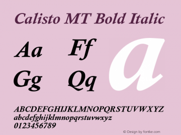Calisto MT Bold Italic Version 1.61图片样张