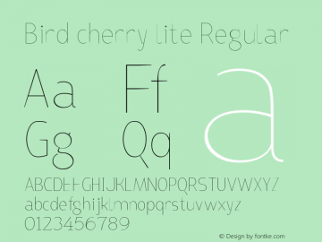 Bird cherry lite Regular Unknown Font Sample