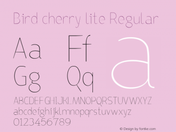 Bird cherry lite Regular Unknown Font Sample