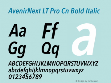 AvenirNext LT Pro Cn Bold Italic Version 1.100;PS 001.001;hotconv 1.0.38图片样张