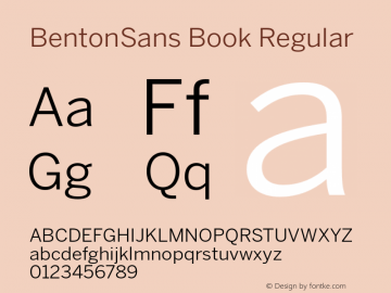 BentonSans Book Regular Version 1.0 Font Sample