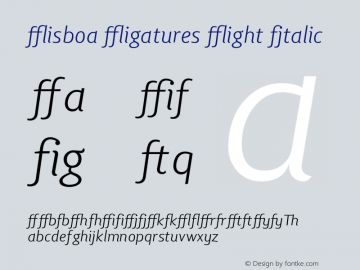Lisboa Ligatures Light Italic Version 001.000 Font Sample