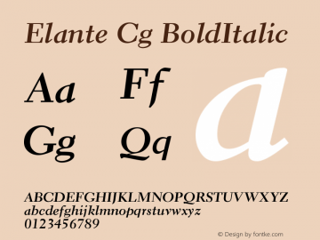 Elante Cg BoldItalic Version 001.001图片样张