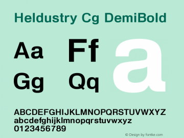 Heldustry Cg DemiBold Version 001.001 Font Sample